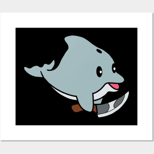 Dolphin with knife! Posters and Art